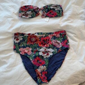 Onia Floral Bikini with Red and Green Accents